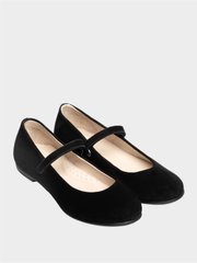 Black suede ballet shoes with velcro