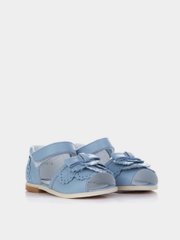 Light blue sandals with a bow, navy blue, 21