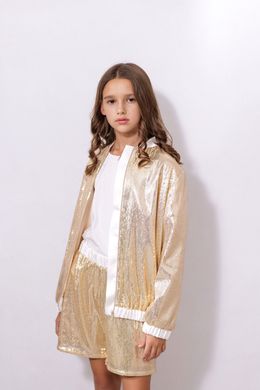 Gold sequin bomber jacket on zipper, golden, 122