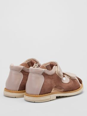 Brown leather sandals with velcro