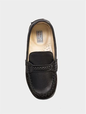 Black leather and split leather moccasins
