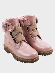 Pink winter boots with fur cuffs