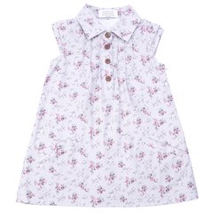 Cotton dress "Trapeze" gray lilac flower with short sleeves for girls