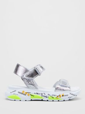 Silver leather high-sole sandals