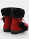 Cherry winter split leather boots with pompoms