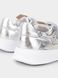 Silver leather sneakers with two velcros, silver, 32