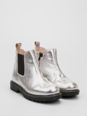 Silver leather chelsea boots