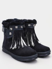 Winter boots with split leather on fur