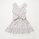 Gray cotton dress with a bow at the back and trim at the bottom for a girl