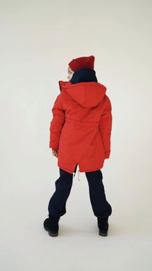 Red winter parka for a girl