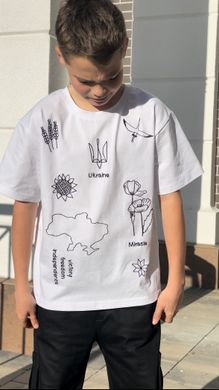 T-shirt white with an print "Ukrainian Tattoo", white, 122