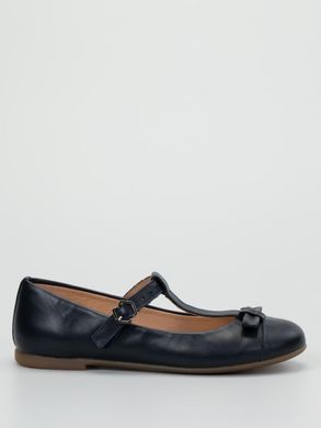 Genuine leather ballet blue shoes with bow