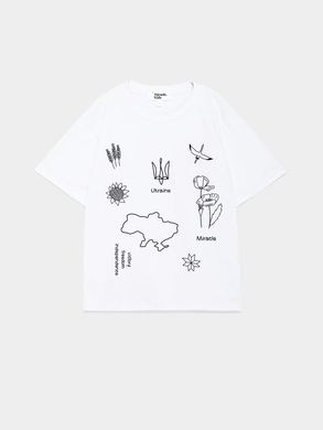 T-shirt white with an print "Ukrainian Tattoo", white, 122