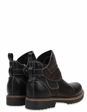 1/Demi-season black leather chelsea boots on fleece with detachable detail