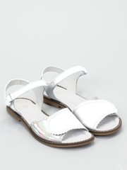 White leather sandals with neon inserts, white, 26