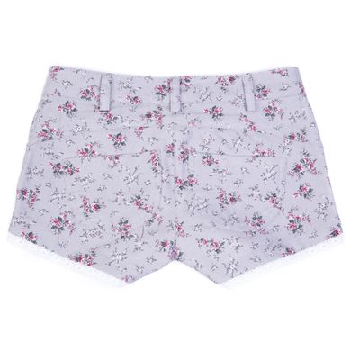 Gray cotton shorts with a floral print for girls
