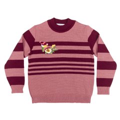 Knitted striped red-pink sweatshirt for a girl