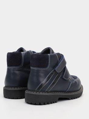 Blue leather winter boots with fur