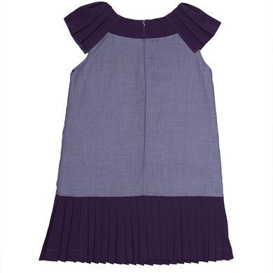 Gray-purple wool sundress with a bow on the zipper with a pleated bottom for girls