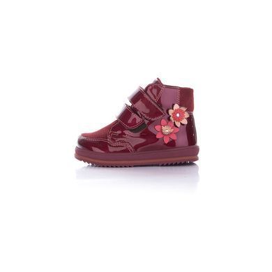 1/Demi-season lacquered leather cherry boots on fleece