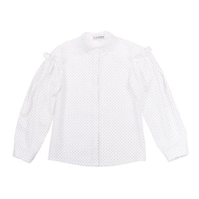 White cotton blouse for a girl in polka dots