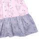 Pink-gray viscose sundress in several tiers with flowers and butterflies on the zipper for girls
