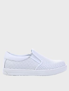 White leather slip-ons with high soles