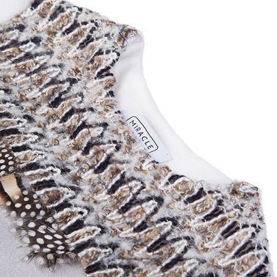 Raglan white wool with decor for girls
