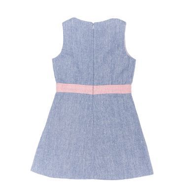 Sundress classic tweed blue with pink details on the zipper for girls/1