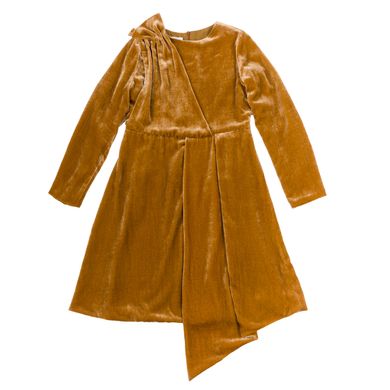 Velvet brown asymmetric dress for a girl