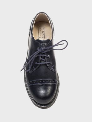 Blue brogues made of genuine leather with laces