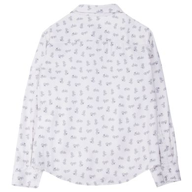 Milk viscose shirt with a pattern in the form of bicycles for a boy