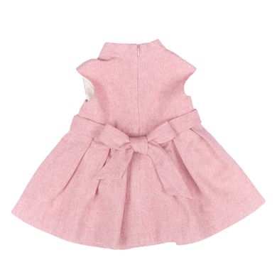 Pink tweed dress with a bow at the back for a girl