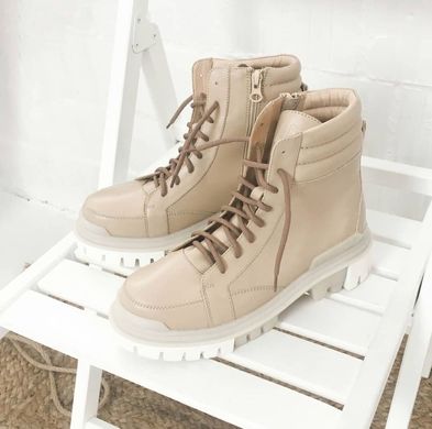 Beige demi leather boots