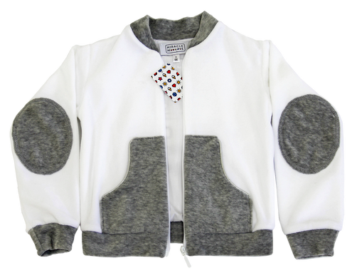 Gray and white corduroy universal sports suit