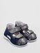 Blue-gray leather sandals with velcro