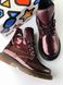 Burgundy demi boots with patent leather on wool felt