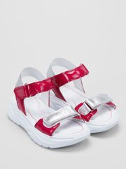 Crimson leather sandals with high soles