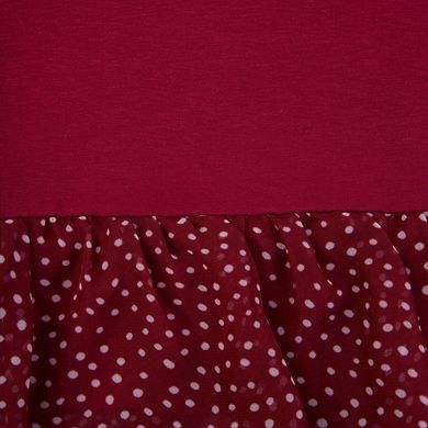 Burgundy cotton tunic with a polka dot bottom for a girl
