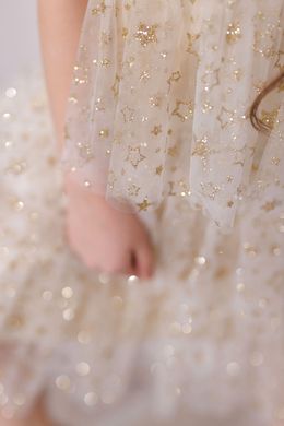 Ніжна ванільна сукня з рукавами ліхтариками з фатину, 116