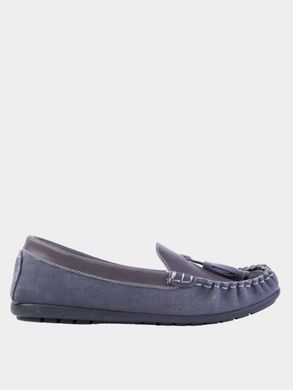 Gray leather and split leather moccasins