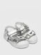 Silver sandals with velcro and white wide soles, silver, 29