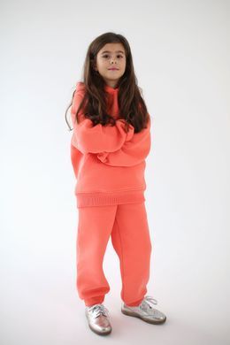 Warm coral-colored pants for girls