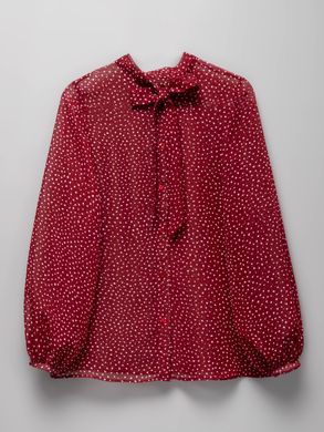 Burgundy semi-transparent blouse in dots