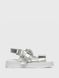 Silver sandals with velcro and white wide soles, silver, 30