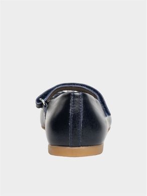 Blue leather ballet shoes on velcro with bow