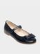 Blue leather ballet shoes on velcro with bow