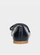 Blue leather ballet shoes on velcro with bow