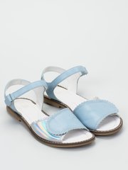Blue leather sandals with neon inserts