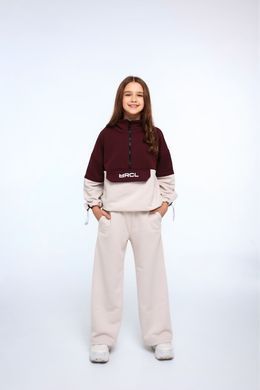 Burgundy and white oversized hoodie, burgundy, 158